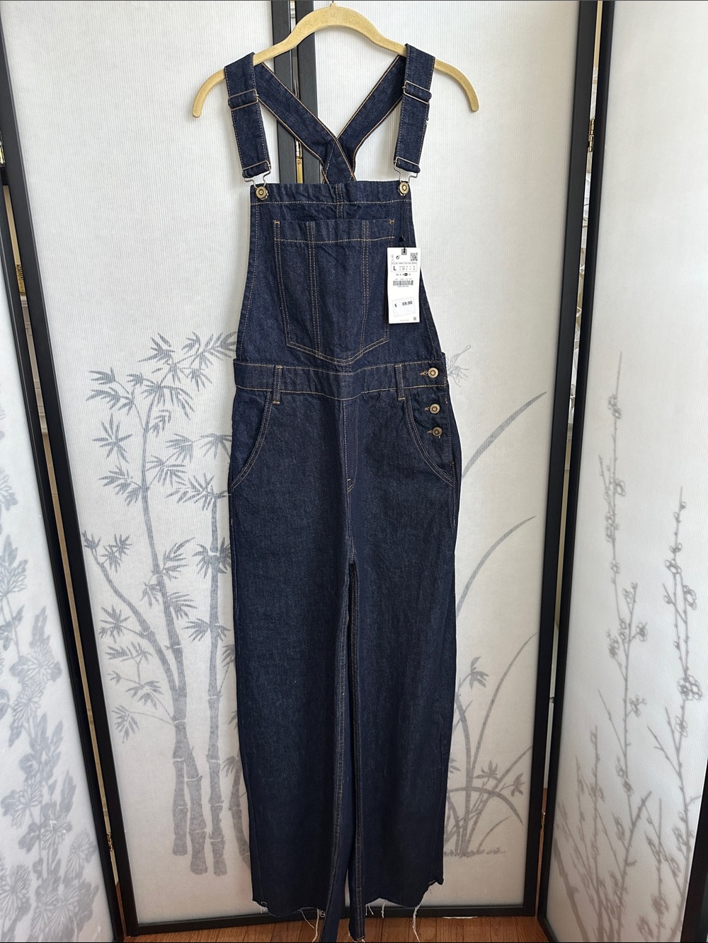 Zara Dark Blue Denim Overalls Jumpsuit
